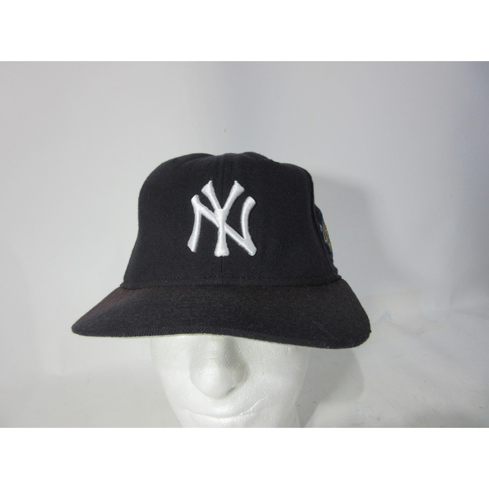 Vtg Yankees Hat Cap Fitted Mens 7 1/4 Blue Wool MLB New Era World Series 96